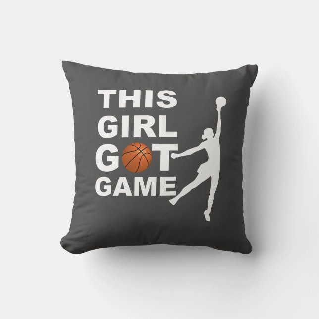 Basketball Girl Throw Pillow (Front)