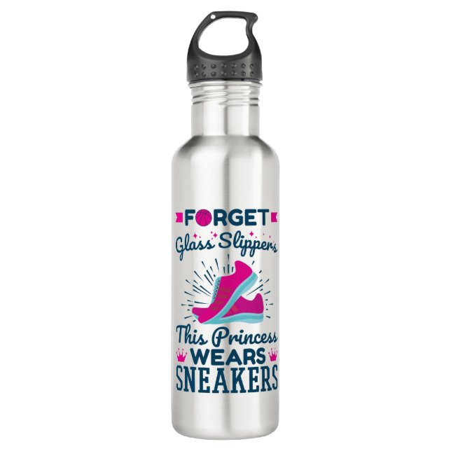 Basketball Girls This Princess Wears Sneakers Stainless Steel Water Bottle (Front)