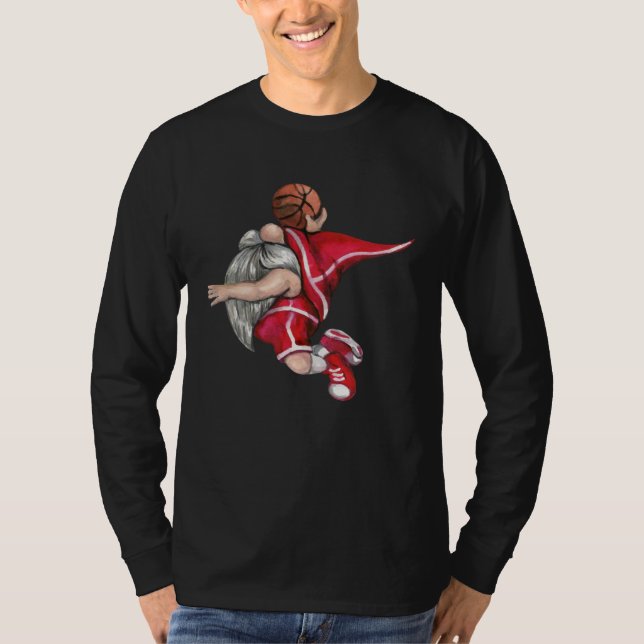 Basketball Gnome Buffalo Plaid Matching Family Chr T-Shirt (Front)