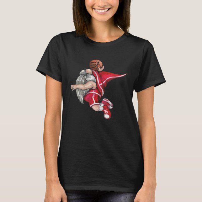 Basketball Gnome Buffalo Plaid Matching Family Chr T-Shirt (Front)