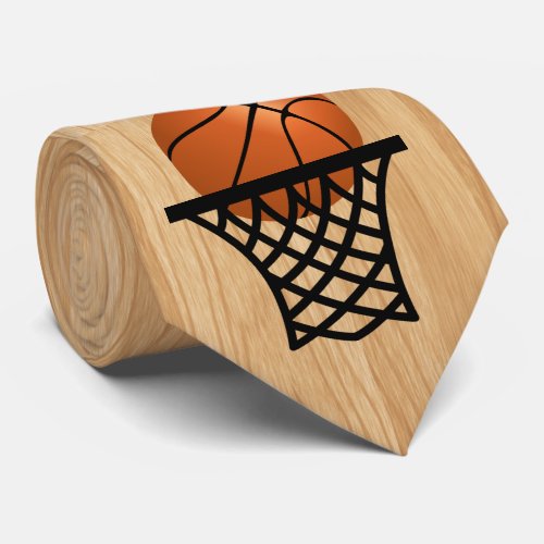 basketball going into hoop tie