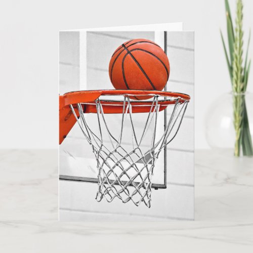 Basketball Going Into the Net Letterpress Thank You Card