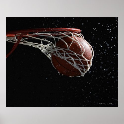 Basketball going through hoop 2 poster
