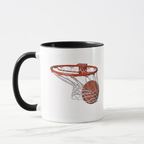Basketball going through hoop mug