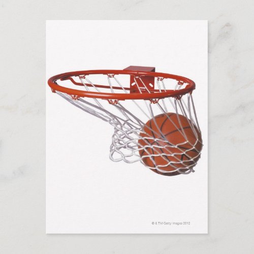 Basketball going through hoop postcard