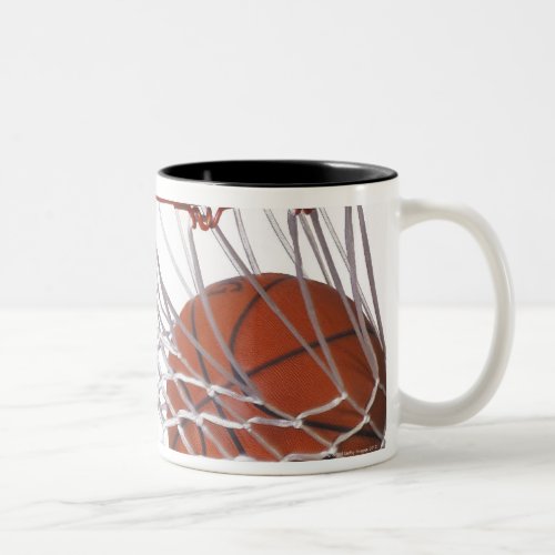 Basketball going through hoop Two_Tone coffee mug