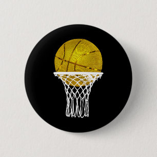 Basketball Gold Bball Trophy Sport Lover Gift Men Button