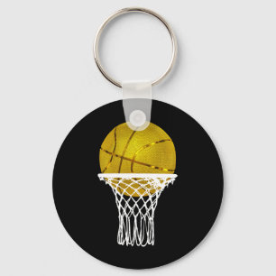Basketball Gold Bball Trophy Sport Lover Gift Men Keychain