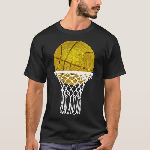 Basketball Gold Bball Trophy Sport Lover Gift Men  T_Shirt