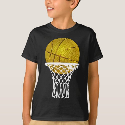 Basketball Gold Bball Trophy Sport Lover Gift Men  T_Shirt