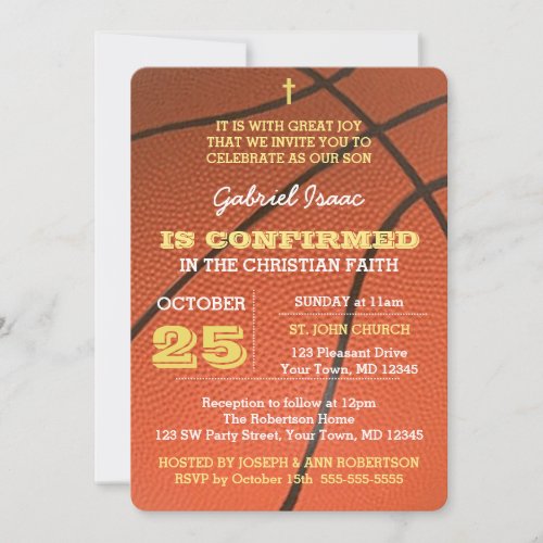 Basketball Gold Confirmation Invitation