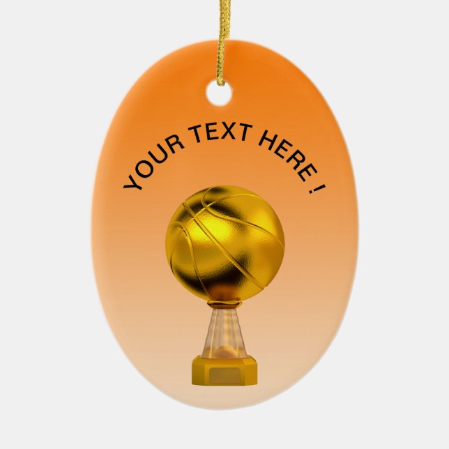 Basketball Gold Trophy Ceramic Ornament (Front)