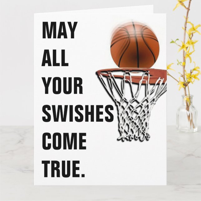 Basketball Good Luck Card (Yellow Flower)
