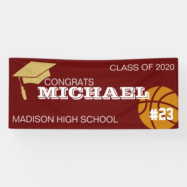 Basketball Graduation Banner Sign (Horizontal)
