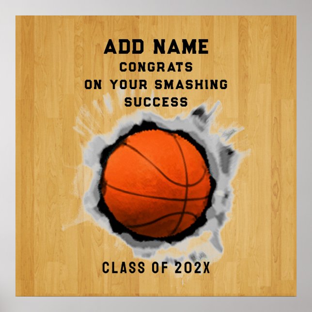 Basketball Graduation Congrats Poster (Front)