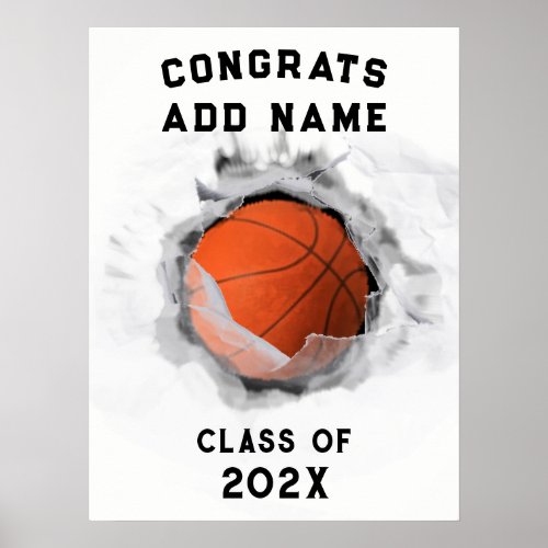Basketball Graduation Congrats Poster