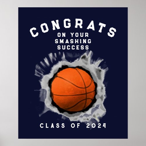 Basketball Graduation Congrats Poster