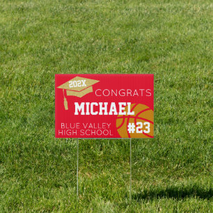 Basketball Graduation Yard Sign (Custom Colors)