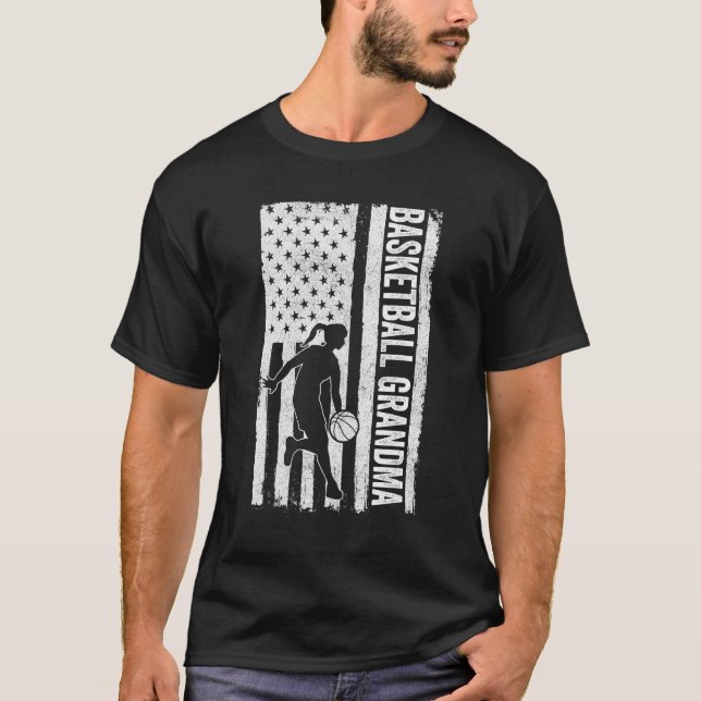 Basketball Grandma USA Flag Basketball Team Fan Fa T-Shirt (Front)