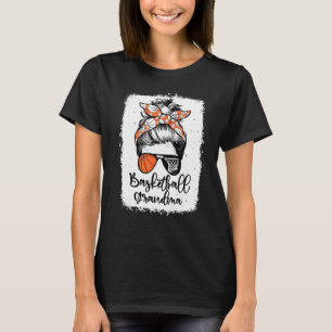 Basketball Grandma Vintage Leopard Messy Bun Bleac T-Shirt