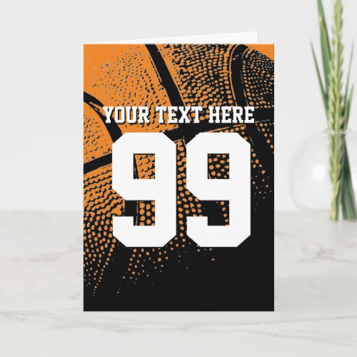 Basketball greeting card with sports jersey number