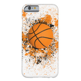 Basketball Grunge Paint Splatter Orange Black Cool Barely There iPhone 6 Case
