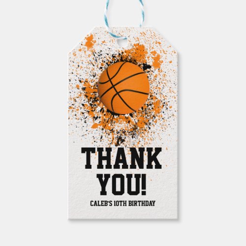 Basketball Grunge Paint Splatter Orange Black Cool Gift Tags