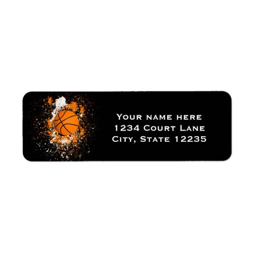 Basketball Grunge Paint Splatter Orange Black Cool Label