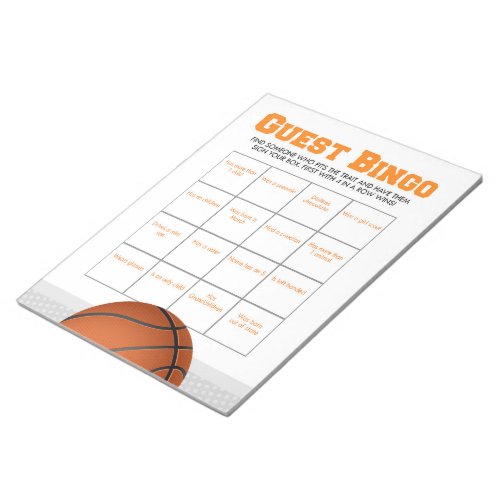 Basketball Guest Bingo Baby Shower Game Pack Notepad