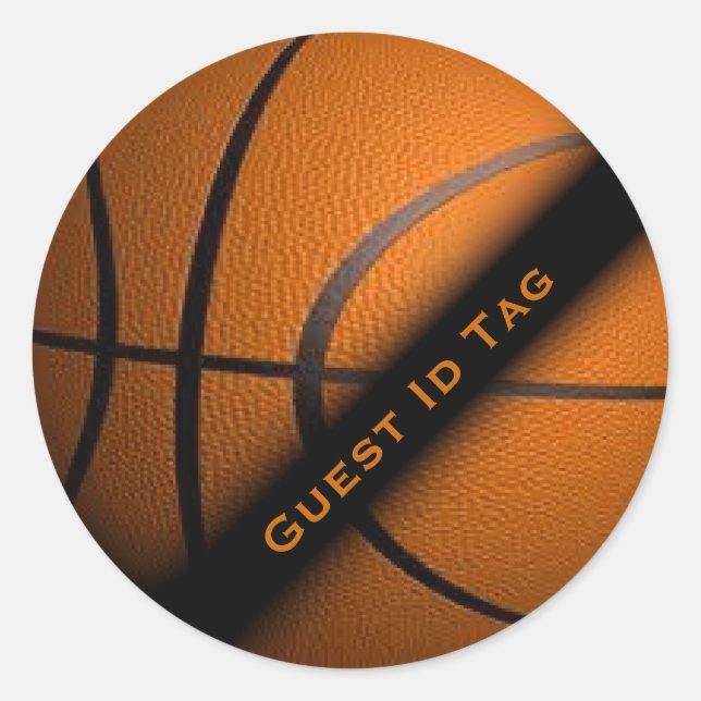 Basketball Guest ID Tags Stickers (Front)