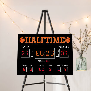 Basketball Halftime Birthday Scoreboard Foam Sign