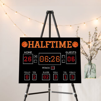 Basketball Halftime Birthday Scoreboard Foam Sign