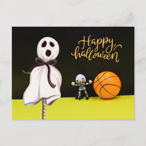 Basketball  Halloween  Ghost Spooky Scary  Postcard