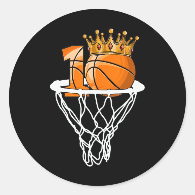 Basketball Happy 10th Birthday Boy  Bball 10 Years Classic Round Sticker (Front)