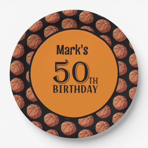 Basketball Happy 50th Birthday to player  Paper Plates