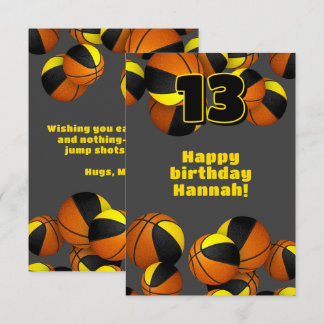 basketball happy birthday black gold team colors card