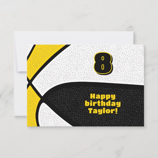basketball happy birthday black gold team colors card (Front)