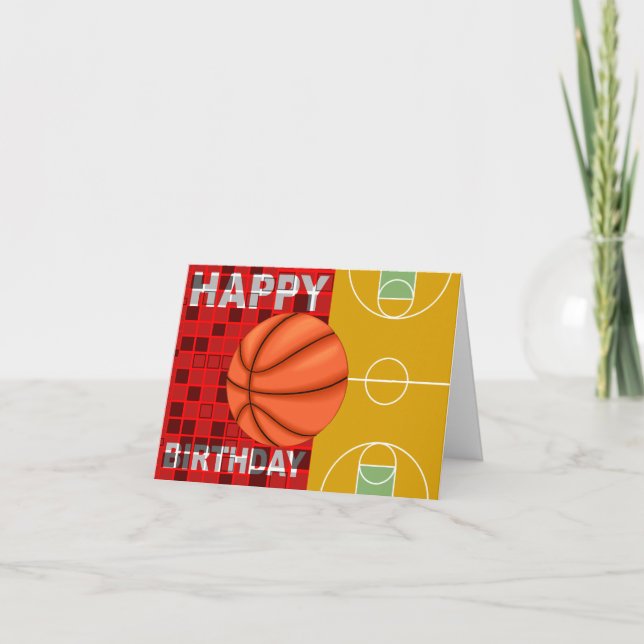 Basketball Happy Birthday Card (Front)