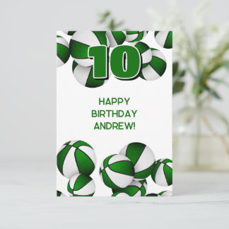 basketball happy birthday green team colors card