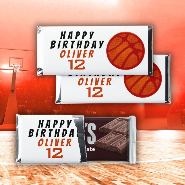 Basketball Happy Birthday KIds Name Age Hershey Bar Favors (Creator Uploaded)