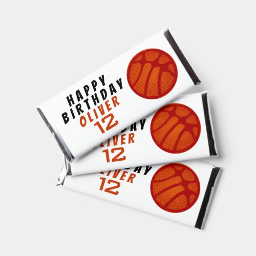 Basketball Happy Birthday KIds Name Age Hershey Bar Favors