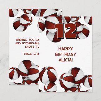 basketball happy birthday maroon team colors card