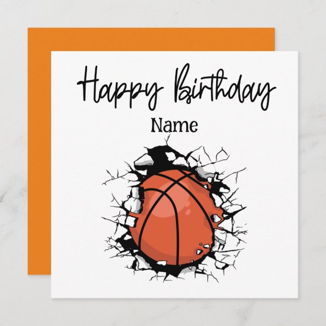 Basketball Happy Birthday to Player  Card (Front/Back)