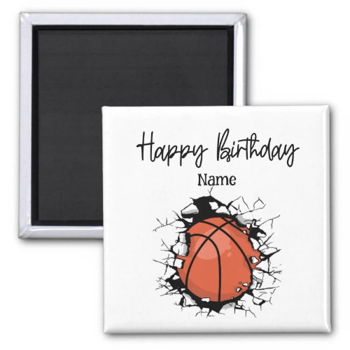 Basketball Happy Birthday to Player with Ball  Magnet