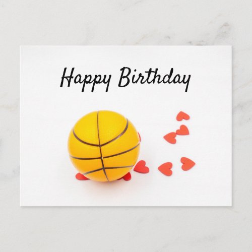 Basketball Happy Birthday with red heart love Postcard