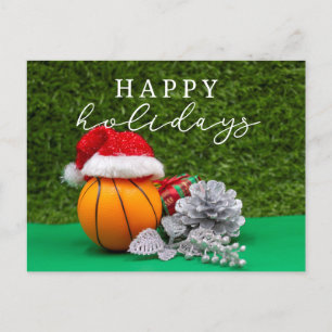 Basketball Happy Holidays with ball for Player Holiday Postcard