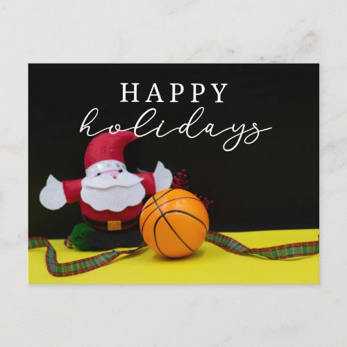 Basketball Happy Holidays with ball for Player     Holiday Postcard
