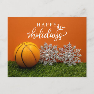 Basketball Happy Holidays with ball for Player Postcard