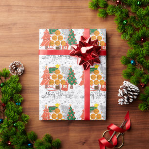 Basketball Happy Holidays with Christmas Tree Wrapping Paper