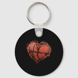 Basketball Heart Happy Valentine's Day Basketball Keychain